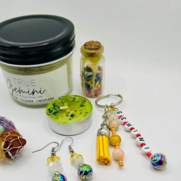 GEMINI GIFT Zodiac Healing Crystal Gift Set (6 pc) - FREE abundance candle - Picture 3 of 3